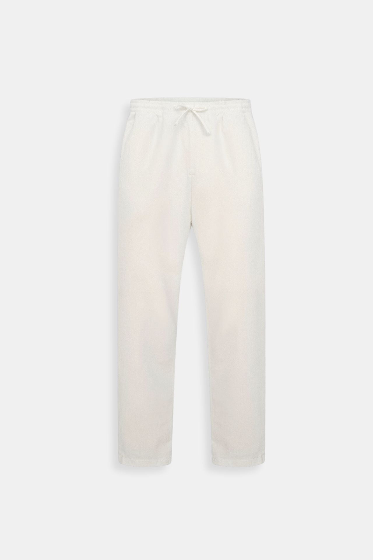 Pantalon à cordon de serrage en mélange de coton et de lin