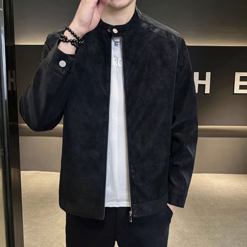 Veste en cuir suédé